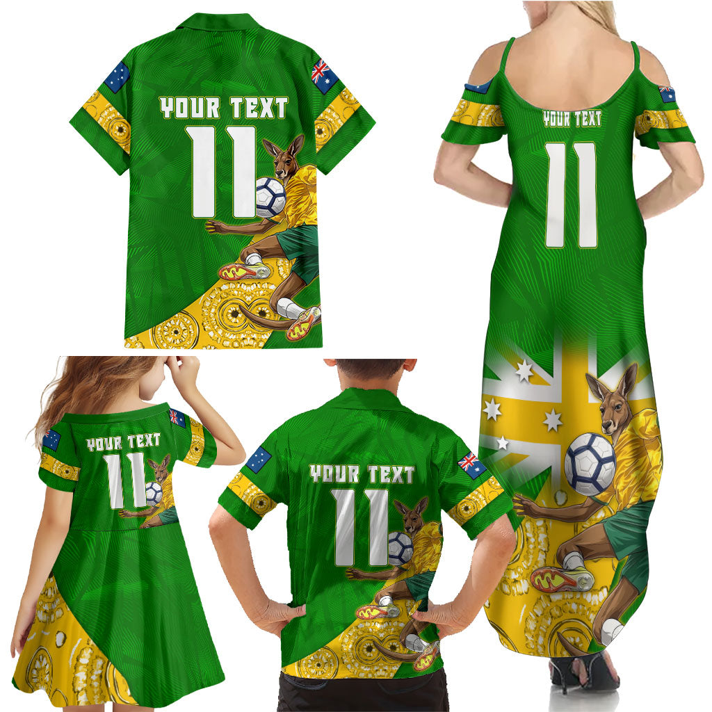 Personalized Australia Soccer Kangaroo Family Matching Summer Maxi Dress and Hawaiian Shirt Aussie Football Mascot Dynamic Sports Graphic