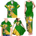 Personalized Australia Soccer Kangaroo Family Matching Tank Maxi Dress and Hawaiian Shirt Aussie Football Mascot Dynamic Sports Graphic