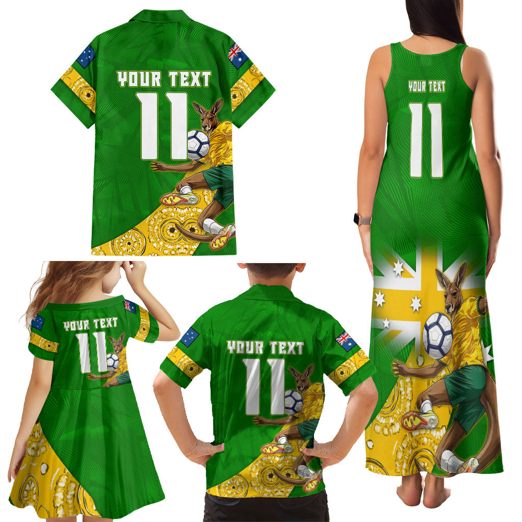 Personalized Australia Soccer Kangaroo Family Matching Tank Maxi Dress and Hawaiian Shirt Aussie Football Mascot Dynamic Sports Graphic
