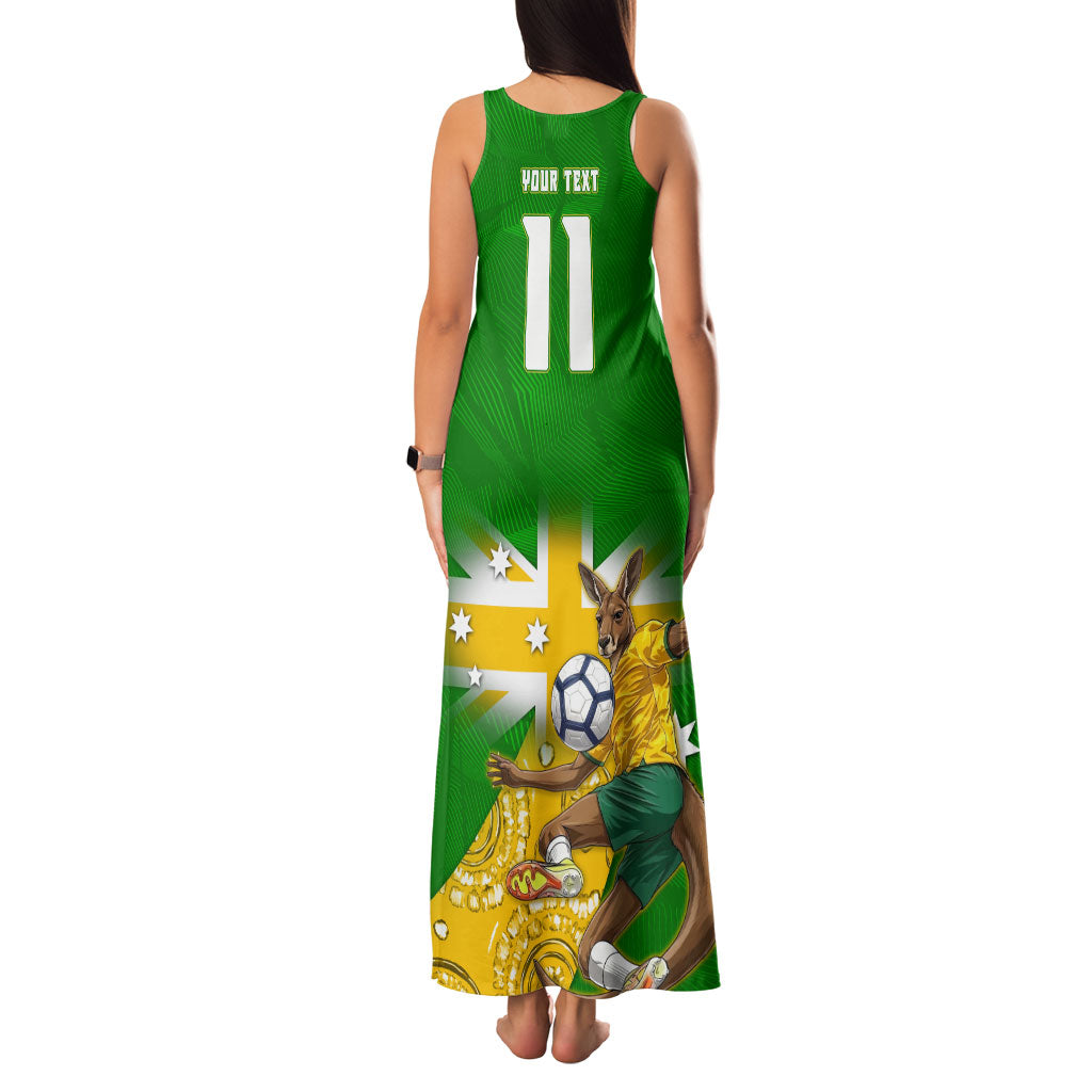 Personalized Australia Soccer Kangaroo Family Matching Tank Maxi Dress and Hawaiian Shirt Aussie Football Mascot Dynamic Sports Graphic