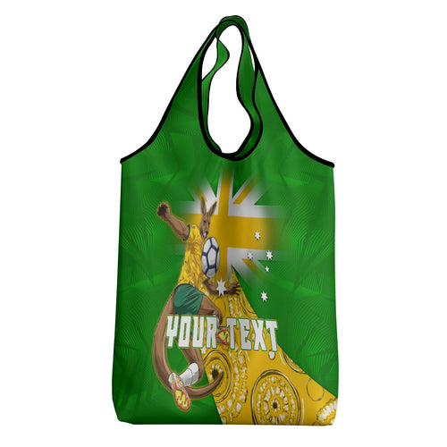 Personalized Australia Soccer Kangaroo Grocery Bag Aussie Football Mascot Dynamic Sports Graphic