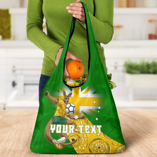 Personalized Australia Soccer Kangaroo Grocery Bag Aussie Football Mascot Dynamic Sports Graphic