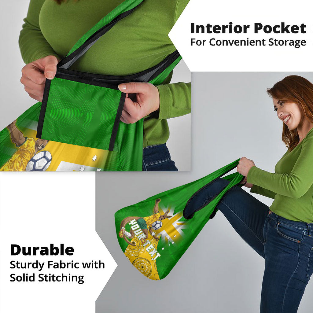 Personalized Australia Soccer Kangaroo Grocery Bag Aussie Football Mascot Dynamic Sports Graphic