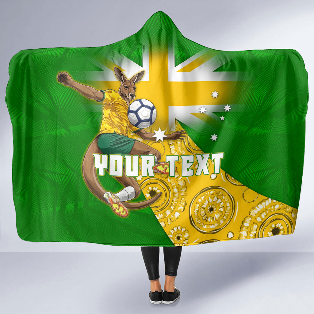 Personalized Australia Soccer Kangaroo Hooded Blanket Aussie Football Mascot Dynamic Sports Graphic