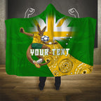 Personalized Australia Soccer Kangaroo Hooded Blanket Aussie Football Mascot Dynamic Sports Graphic