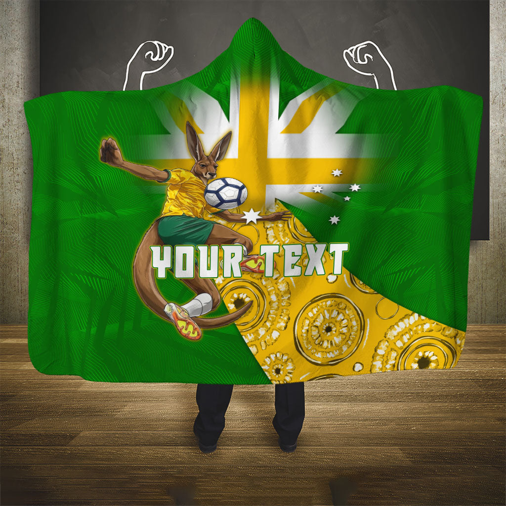 Personalized Australia Soccer Kangaroo Hooded Blanket Aussie Football Mascot Dynamic Sports Graphic