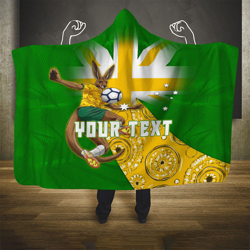 Personalized Australia Soccer Kangaroo Hooded Blanket Aussie Football Mascot Dynamic Sports Graphic