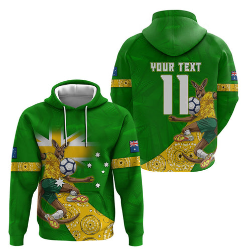 Personalized Australia Soccer Kangaroo Hoodie Aussie Football Mascot Dynamic Sports Graphic