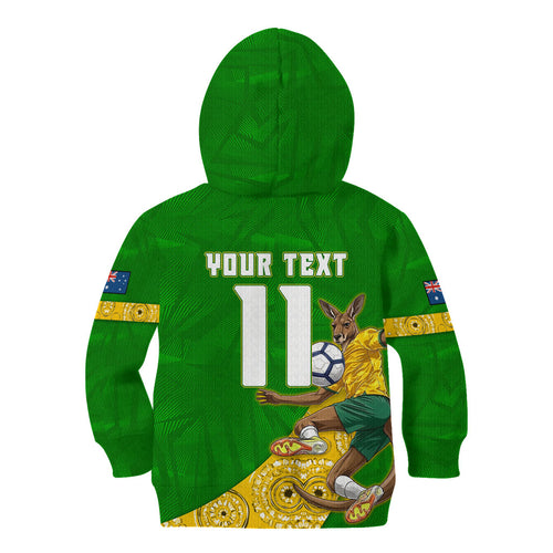 Personalized Australia Soccer Kangaroo Kid Hoodie Aussie Football Mascot Dynamic Sports Graphic