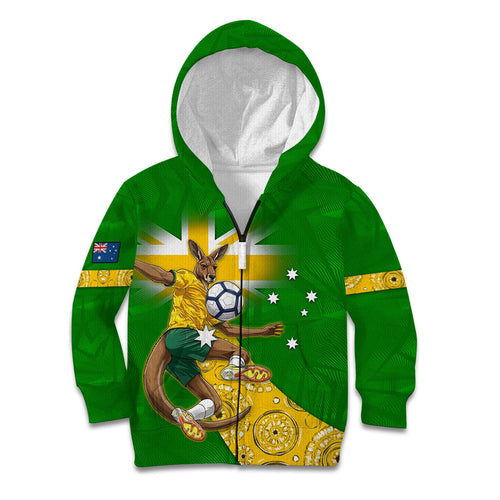 Personalized Australia Soccer Kangaroo Kid Hoodie Aussie Football Mascot Dynamic Sports Graphic