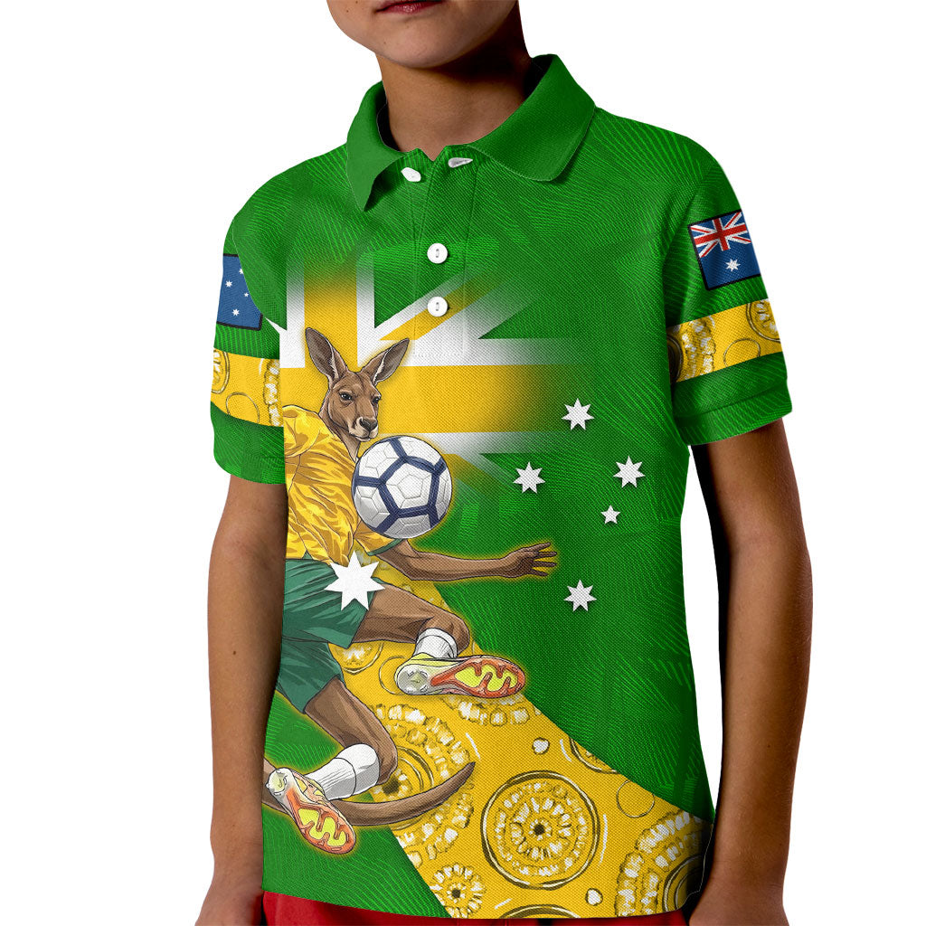 Personalized Australia Soccer Kangaroo Kid Polo Shirt Aussie Football Mascot Dynamic Sports Graphic