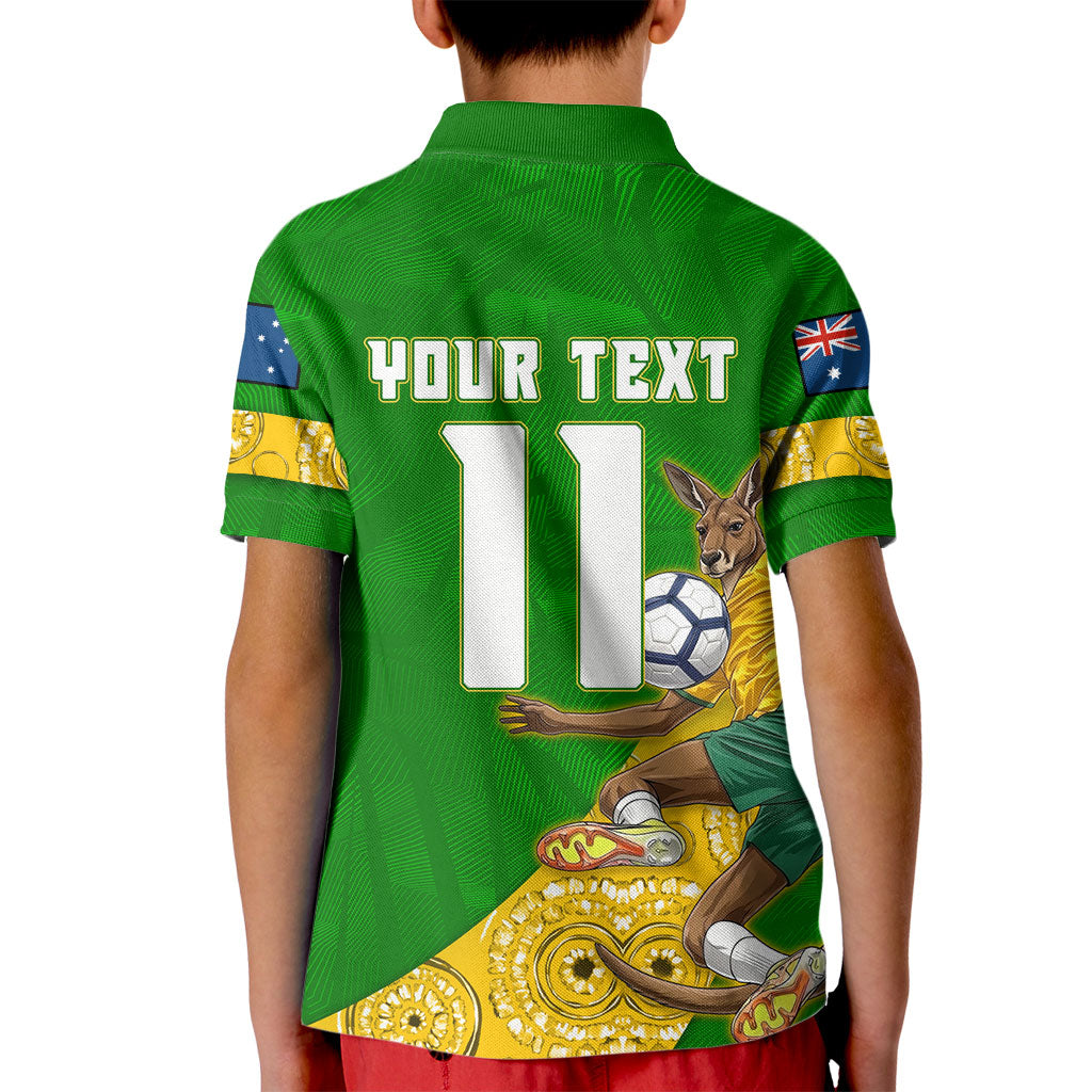 Personalized Australia Soccer Kangaroo Kid Polo Shirt Aussie Football Mascot Dynamic Sports Graphic