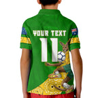 Personalized Australia Soccer Kangaroo Kid Polo Shirt Aussie Football Mascot Dynamic Sports Graphic