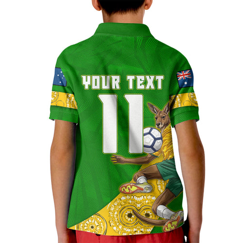 Personalized Australia Soccer Kangaroo Kid Polo Shirt Aussie Football Mascot Dynamic Sports Graphic