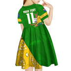 Personalized Australia Soccer Kangaroo Kid Short Sleeve Dress Aussie Football Mascot Dynamic Sports Graphic