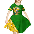 Personalized Australia Soccer Kangaroo Kid Short Sleeve Dress Aussie Football Mascot Dynamic Sports Graphic