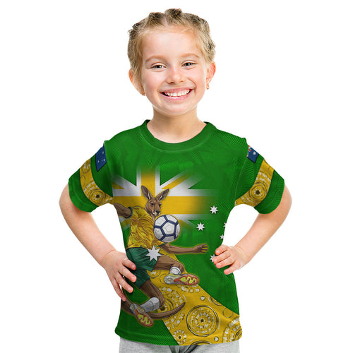 Personalized Australia Soccer Kangaroo Kid T Shirt Aussie Football Mascot Dynamic Sports Graphic