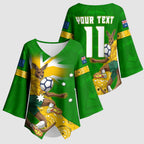 Personalized Australia Soccer Kangaroo Kimono Sleeve Blouse Aussie Football Mascot Dynamic Sports Graphic