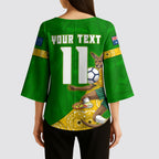 Personalized Australia Soccer Kangaroo Kimono Sleeve Blouse Aussie Football Mascot Dynamic Sports Graphic