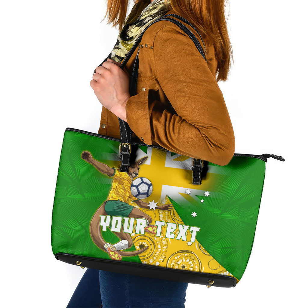 Personalized Australia Soccer Kangaroo Leather Tote Bag Aussie Football Mascot Dynamic Sports Graphic