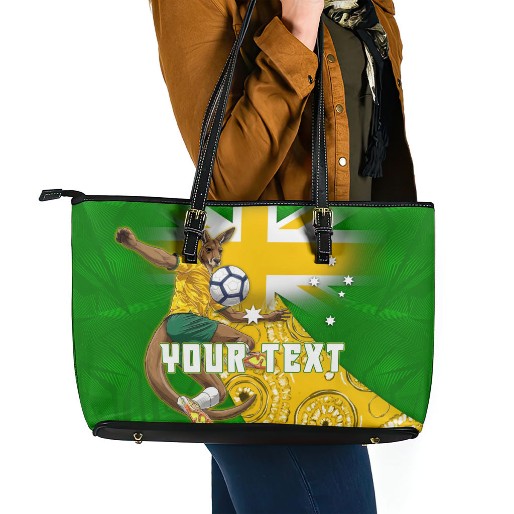 Personalized Australia Soccer Kangaroo Leather Tote Bag Aussie Football Mascot Dynamic Sports Graphic