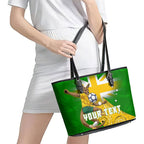 Personalized Australia Soccer Kangaroo Leather Tote Bag Aussie Football Mascot Dynamic Sports Graphic