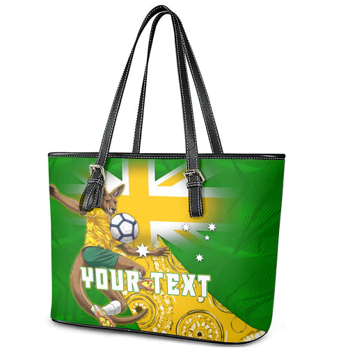 Personalized Australia Soccer Kangaroo Leather Tote Bag Aussie Football Mascot Dynamic Sports Graphic