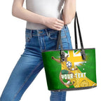 Personalized Australia Soccer Kangaroo Leather Tote Bag Aussie Football Mascot Dynamic Sports Graphic