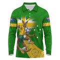 Personalized Australia Soccer Kangaroo Long Sleeve Polo Shirt Aussie Football Mascot Dynamic Sports Graphic