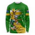 Personalized Australia Soccer Kangaroo Long Sleeve Shirt Aussie Football Mascot Dynamic Sports Graphic