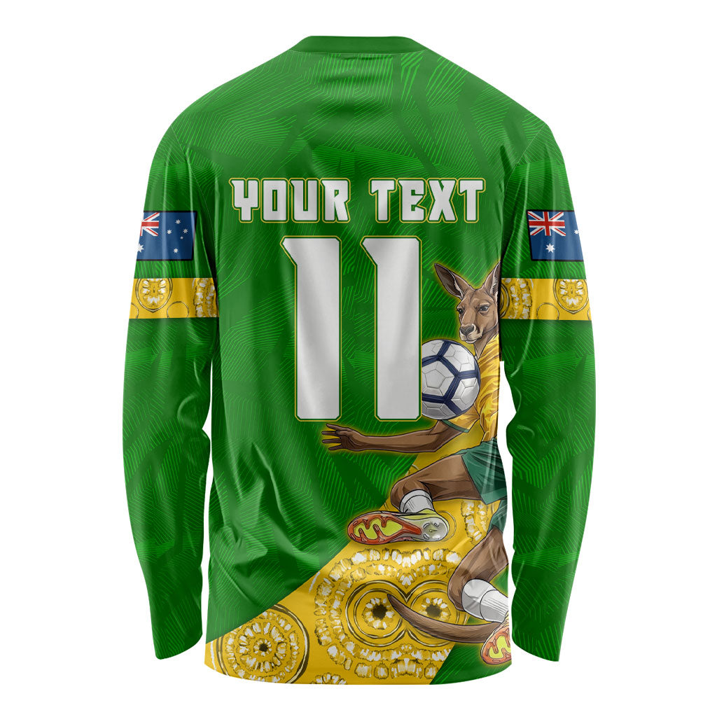 Personalized Australia Soccer Kangaroo Long Sleeve Shirt Aussie Football Mascot Dynamic Sports Graphic