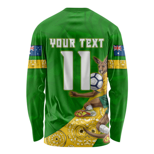 Personalized Australia Soccer Kangaroo Long Sleeve Shirt Aussie Football Mascot Dynamic Sports Graphic