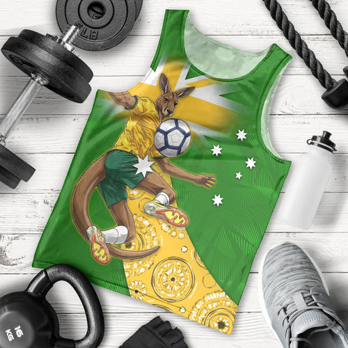 Personalized Australia Soccer Kangaroo Men Tank Top Aussie Football Mascot Dynamic Sports Graphic