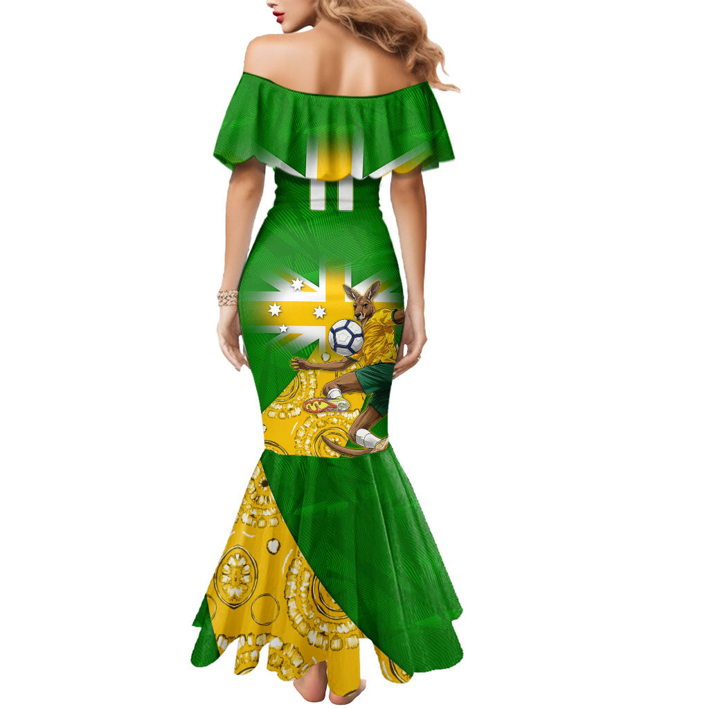 Personalized Australia Soccer Kangaroo Mermaid Dress Aussie Football Mascot Dynamic Sports Graphic