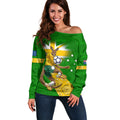 Personalized Australia Soccer Kangaroo Off Shoulder Sweater Aussie Football Mascot Dynamic Sports Graphic