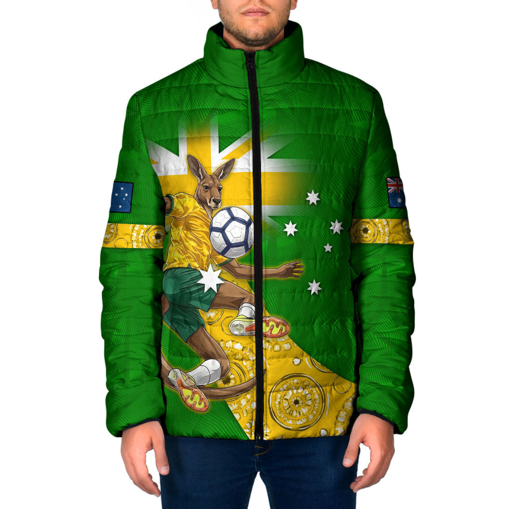Personalized Australia Soccer Kangaroo Padded Jacket Aussie Football Mascot Dynamic Sports Graphic