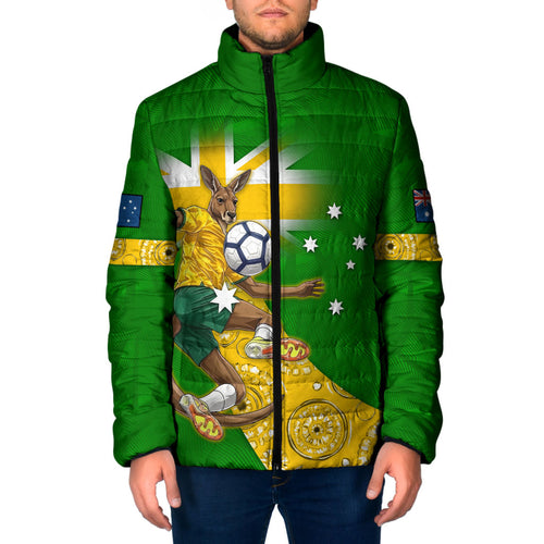 Personalized Australia Soccer Kangaroo Padded Jacket Aussie Football Mascot Dynamic Sports Graphic
