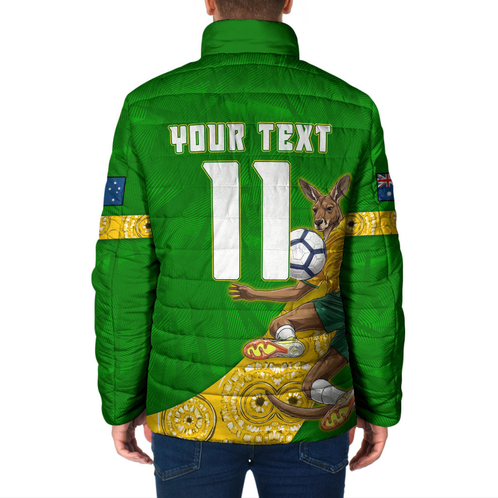 Personalized Australia Soccer Kangaroo Padded Jacket Aussie Football Mascot Dynamic Sports Graphic
