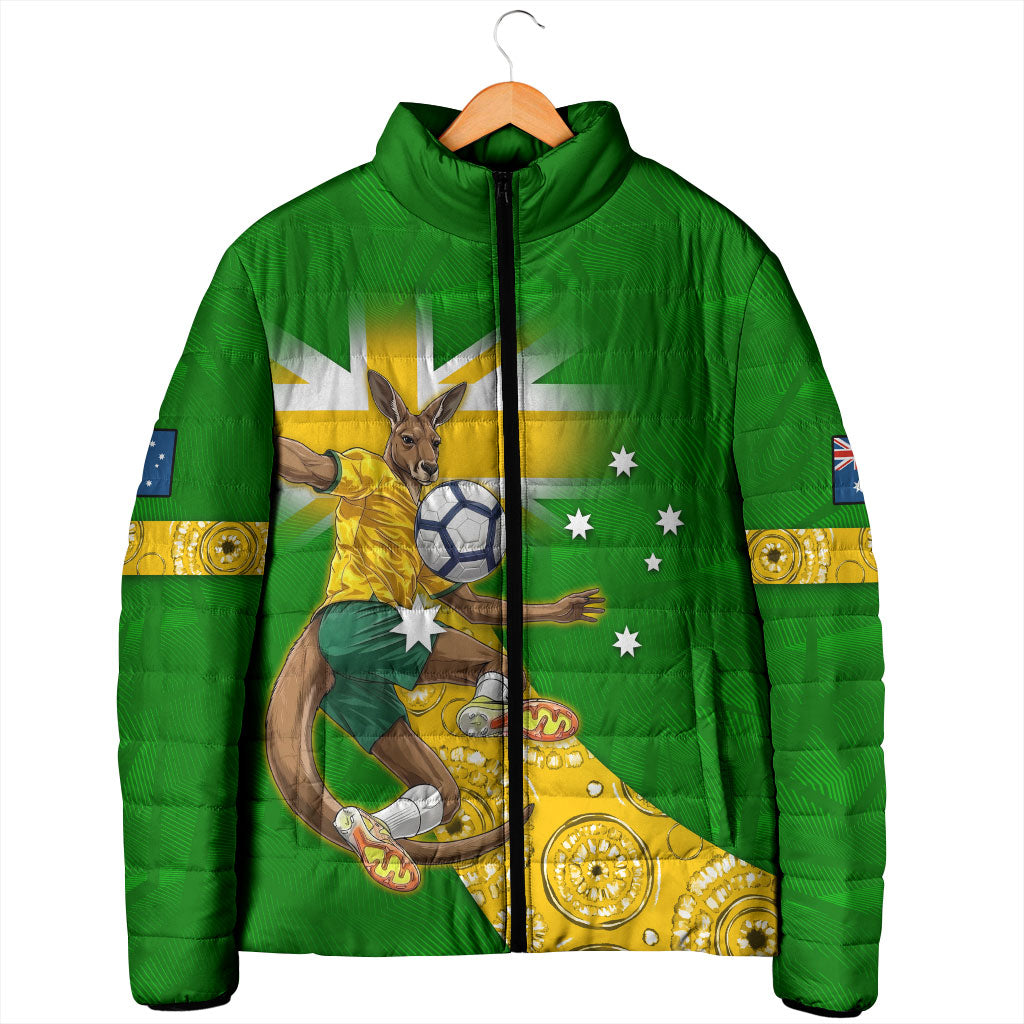 Personalized Australia Soccer Kangaroo Padded Jacket Aussie Football Mascot Dynamic Sports Graphic