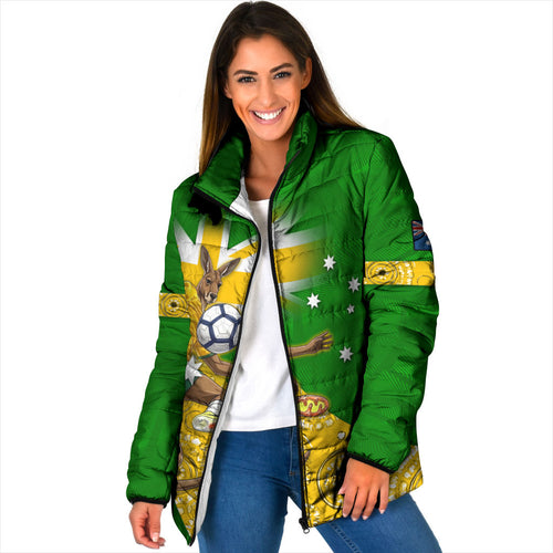 Personalized Australia Soccer Kangaroo Padded Jacket Aussie Football Mascot Dynamic Sports Graphic