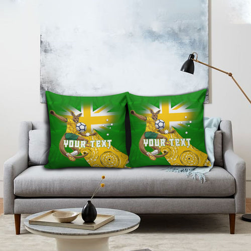 Personalized Australia Soccer Kangaroo Pillow Cover Aussie Football Mascot Dynamic Sports Graphic