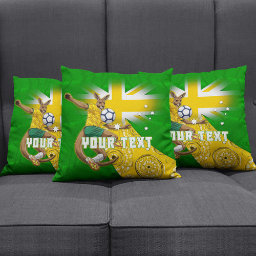 Personalized Australia Soccer Kangaroo Pillow Cover Aussie Football Mascot Dynamic Sports Graphic