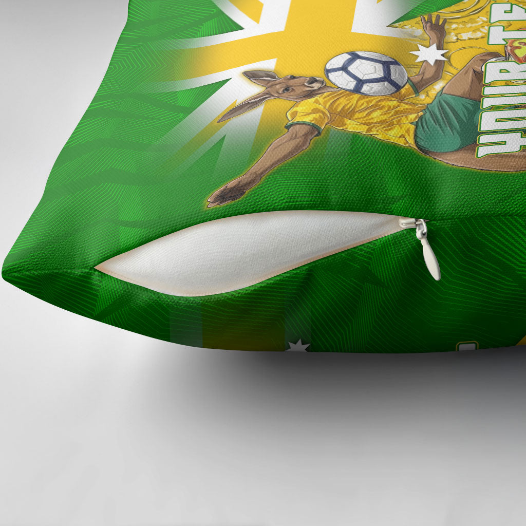 Personalized Australia Soccer Kangaroo Pillow Cover Aussie Football Mascot Dynamic Sports Graphic