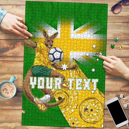 Personalized Australia Soccer Kangaroo Puzzle Aussie Football Mascot Dynamic Sports Graphic