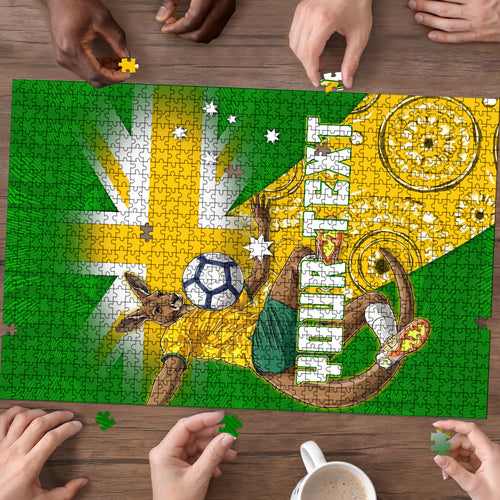 Personalized Australia Soccer Kangaroo Puzzle Aussie Football Mascot Dynamic Sports Graphic