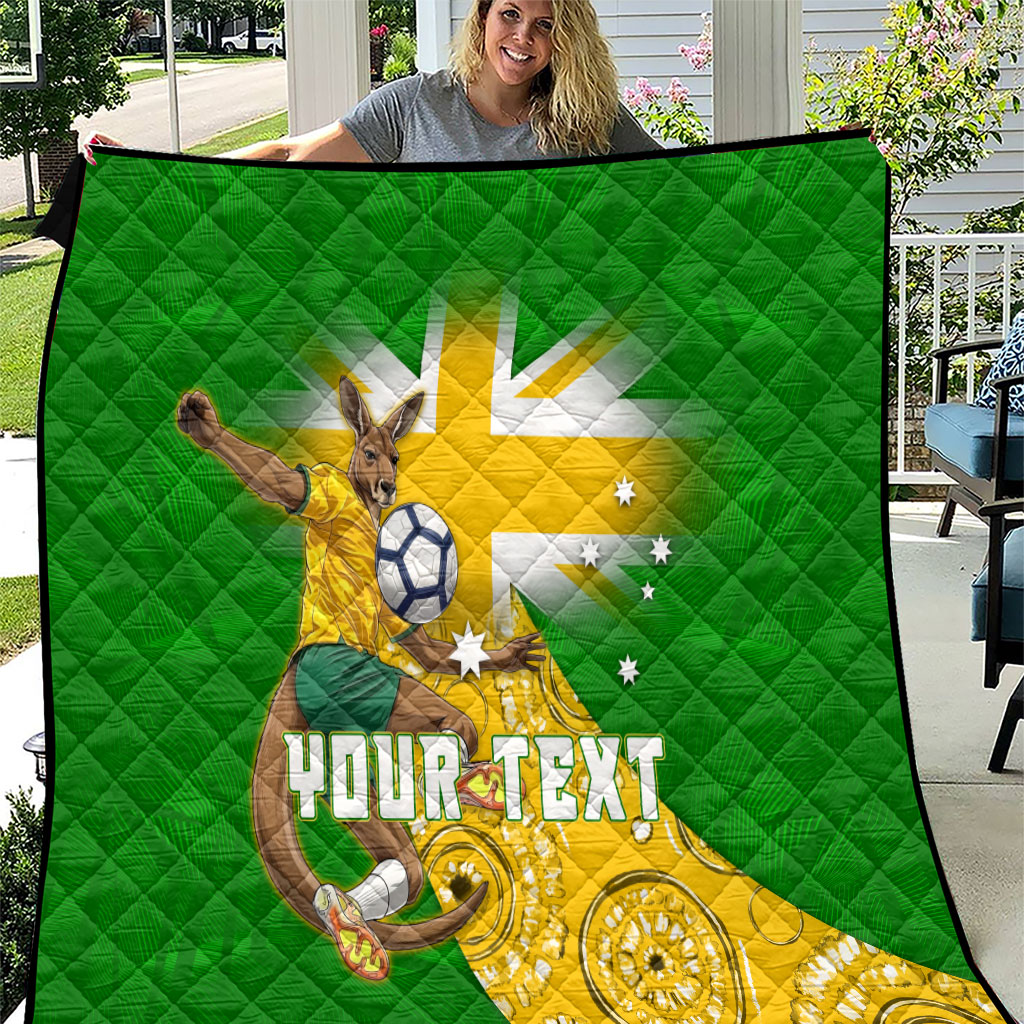 Personalized Australia Soccer Kangaroo Quilt Aussie Football Mascot Dynamic Sports Graphic
