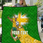 Personalized Australia Soccer Kangaroo Quilt Aussie Football Mascot Dynamic Sports Graphic
