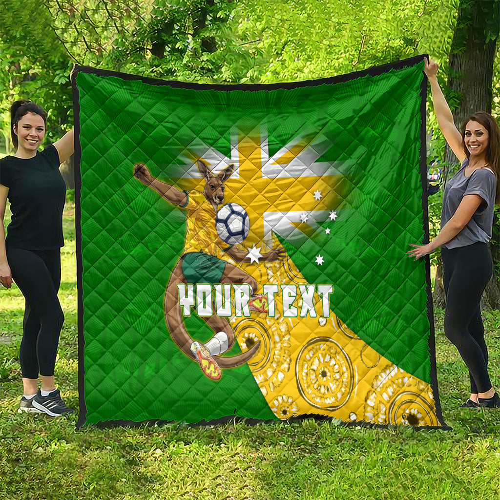 Personalized Australia Soccer Kangaroo Quilt Aussie Football Mascot Dynamic Sports Graphic