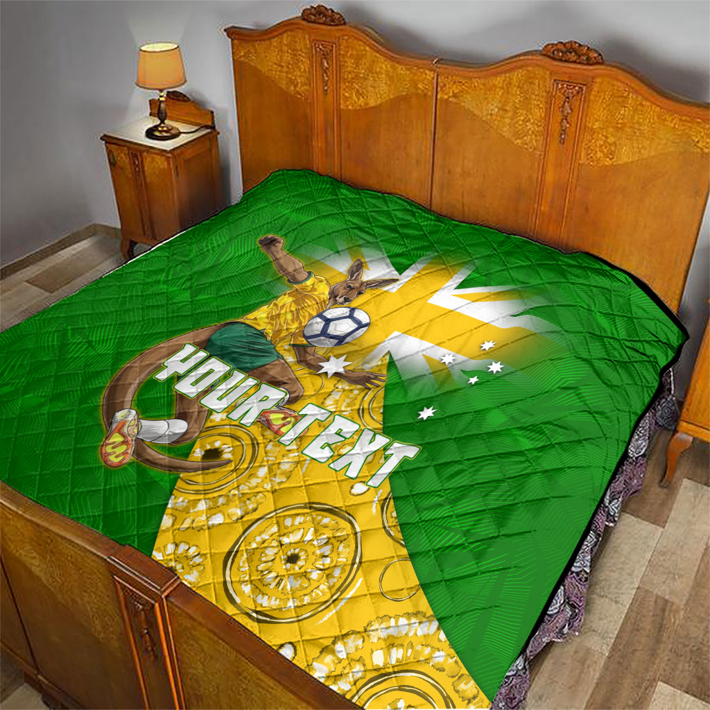 Personalized Australia Soccer Kangaroo Quilt Aussie Football Mascot Dynamic Sports Graphic