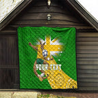 Personalized Australia Soccer Kangaroo Quilt Aussie Football Mascot Dynamic Sports Graphic